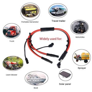 Faoyliye 10AWG SAE Y Splitter 1 to 2 SAE Extension Cable SAE DC Power Automotive Connector Cable for Solar Panel Battery Cars Tractor-40cm