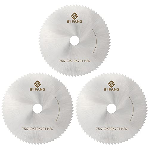 3 Inch Hss Saw Blade 75mm Steel Saw Disc Wheel Cutting Blades with 3/8 Inch Arbor Mini Drill Saw Blade for Wood Plastic Metal Tile Composite Materials Cutting 72T (3Pcs)