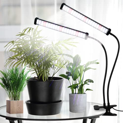 GooingTop Grow Light 100W 6000K, Super Bright White Desktop Clip Plant Lamp for Seedlings Succulents Seeds Starting Indoor Plants Growing,Bendable Gooseneck & Timer 4 8 12 H