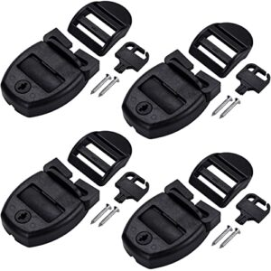 oiiki 4 sets spa hot tub cover clips, hot tub cover broken latch repair kit- replacement 4 latches clip locks, 4 slides, 4 keys with 8 screws, hardware accessories for spa cover straps (black)