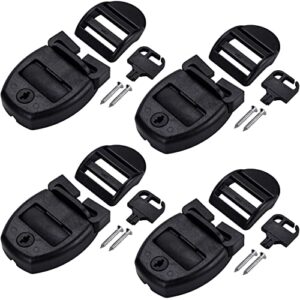 OIIKI 4 Sets Spa Hot Tub Cover Clips, Hot Tub Cover Broken Latch Repair Kit- Replacement 4 Latches Clip Locks, 4 Slides, 4 Keys with 8 Screws, Hardware Accessories for Spa Cover Straps (Black)