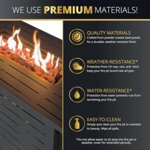 Kinger Home Ore 42-Inch Outdoor Propane Fire Pit Table for Patio, 50,000 BTU CSA Certified Rectangle Firepit, Powder Coating Metal Frame, Black