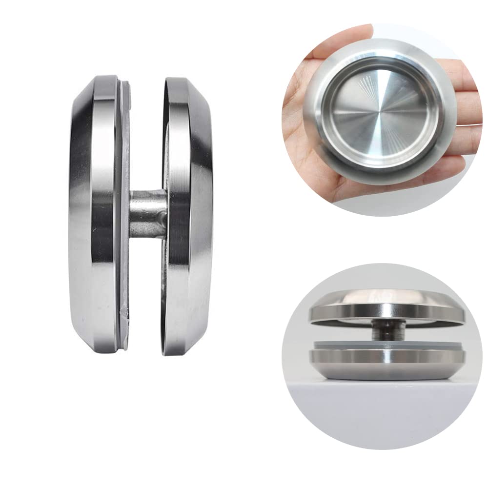 Mewuthede 2pcs Stainless Steel Shower Enclosure Glass Door Sliding Knob, Bathroom Round Back to Back Handle, Cabinet Silver Pull Knob for Glass Door Shower Kitchen Sliding Door Glass Window