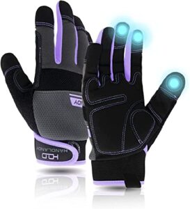 aigevture utility work gloves women, safety mechanic working gloves touch screen,flexible breathable yard work gloves