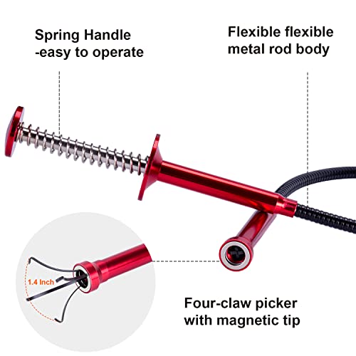 Bendable Flexible Magnetic Pickup Tool, 24'' Four Claw Grabber Tool, Accurate Pick Up In Narrow Space for Engine Bay/Home Sink/Drain/Earring/Keys/Metal Objects (Magnetic orientation)