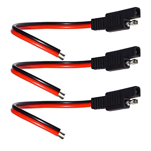 Faoyliye 14AWG SAE Connector Extension Cable,(3Pack) SAE Connector Plug 2 Pin SAE Single Plug Quick Connector Disconnect Plug,SAE Automotive Extension Cable, Solar Panel SAE Plug- 30cm/1ft (14AWG)