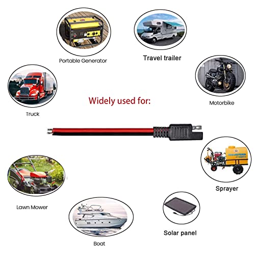 Faoyliye 14AWG SAE Connector Extension Cable,(3Pack) SAE Connector Plug 2 Pin SAE Single Plug Quick Connector Disconnect Plug,SAE Automotive Extension Cable, Solar Panel SAE Plug- 30cm/1ft (14AWG)