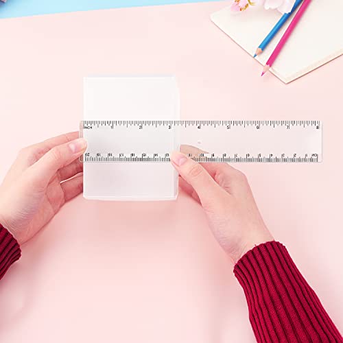 Color Plastic Ruler Straight Ruler Assorted Color Ruler Measuring Tool 8 Inch Ruler Set Rulers Bulk 3 Pack(Cear)