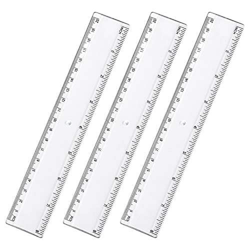 Color Plastic Ruler Straight Ruler Assorted Color Ruler Measuring Tool 8 Inch Ruler Set Rulers Bulk 3 Pack(Cear)