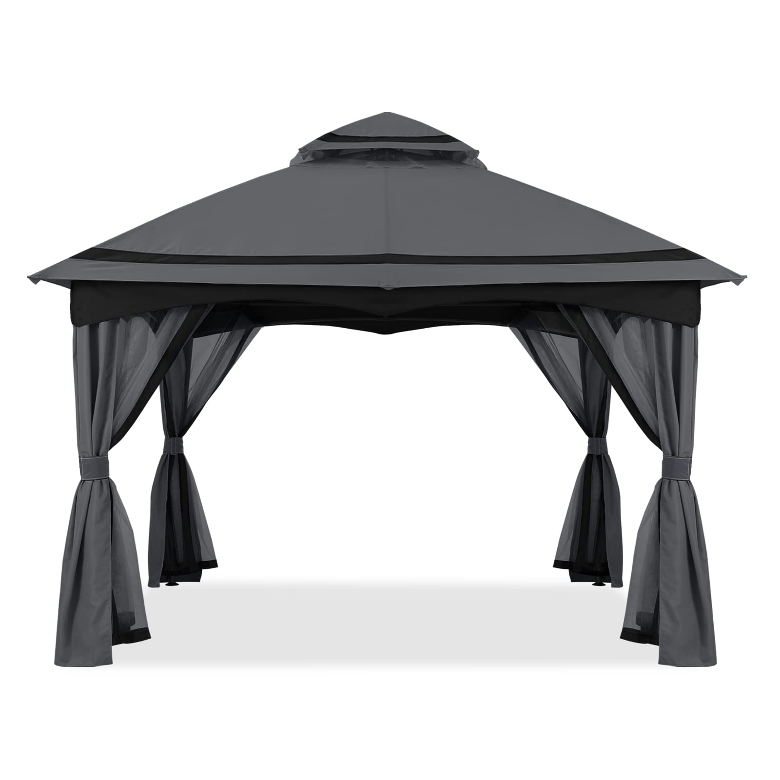 MASTERCANOPY 8x8FT Outdoor Patio Gazebo with Mosquito Netting for Backyard, Patio, Garden Dark Gray/Black