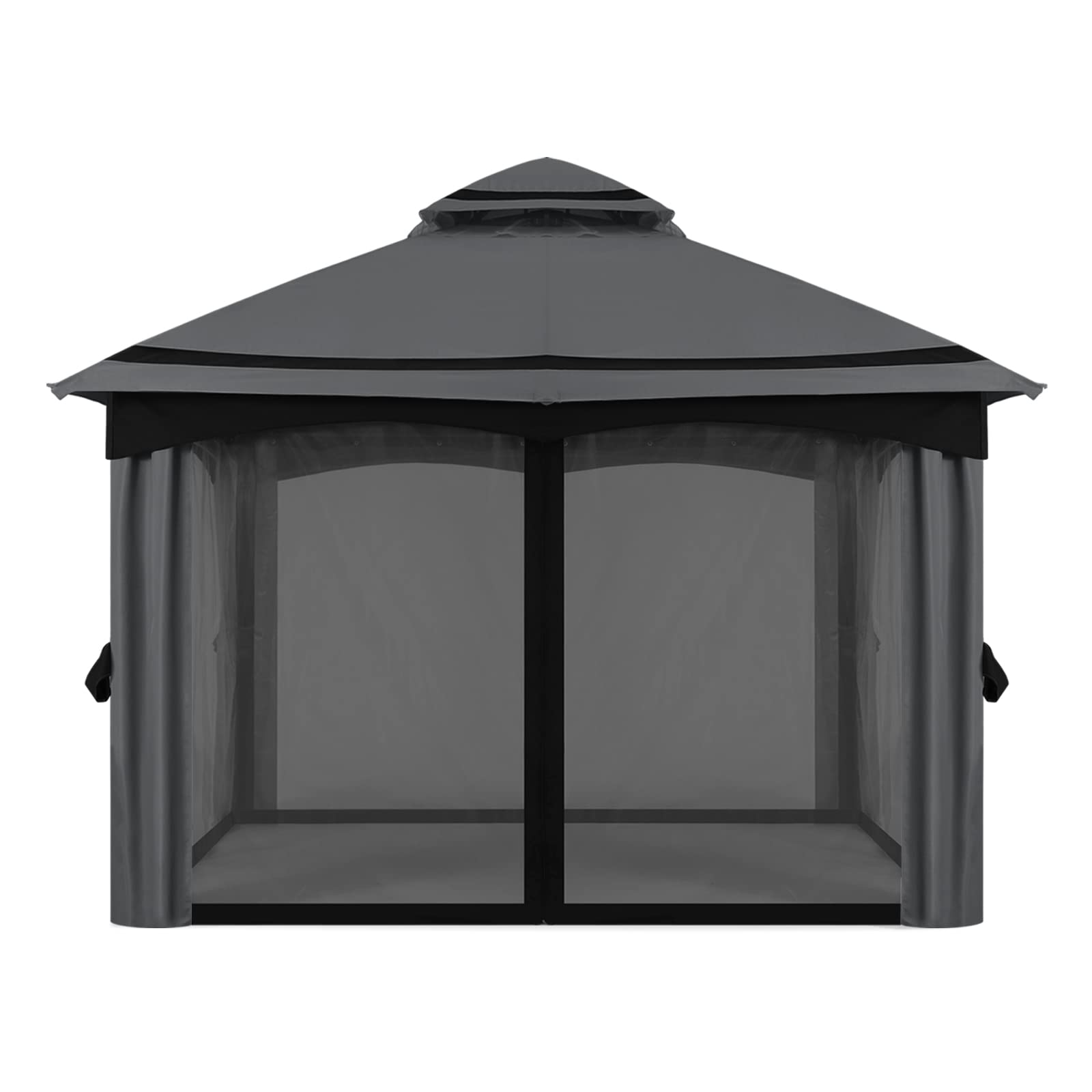 MASTERCANOPY 8x8FT Outdoor Patio Gazebo with Mosquito Netting for Backyard, Patio, Garden Dark Gray/Black