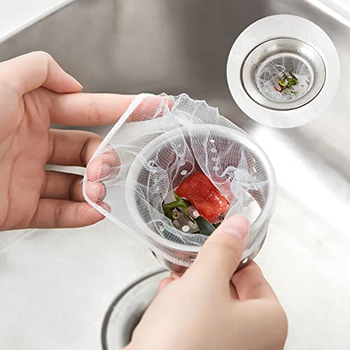 Kitchen Sink Strainer Mesh Bag, 100 PCS Sink Strainer Bag Sink Filter Net, Disposable Mesh Filter Bags for Sink Drain For Collecting Kitchen Food Waste Leftover Garbage White