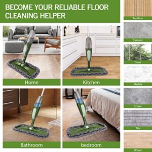 Microfiber Spray Mop for Floor Cleaning, Microfiber Wet Spray Mop with 550ML Water Bottle and 5 Pcs Reusable Pads, Dry Wet Kitchen Mop for Hardwood Laminate Tile Ceramic Surface, 1 Free Scaper