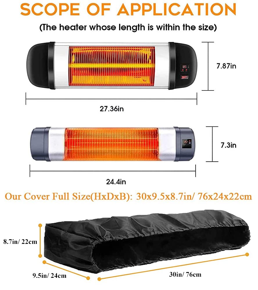 Wall-Mounted Patio Heater Cover Skyour Waterproof Dustproof Electric Infrared Heater Protector Dust Covers Fit for Indoor Outdoor Garage Backyard Hanging Heaters (Black)