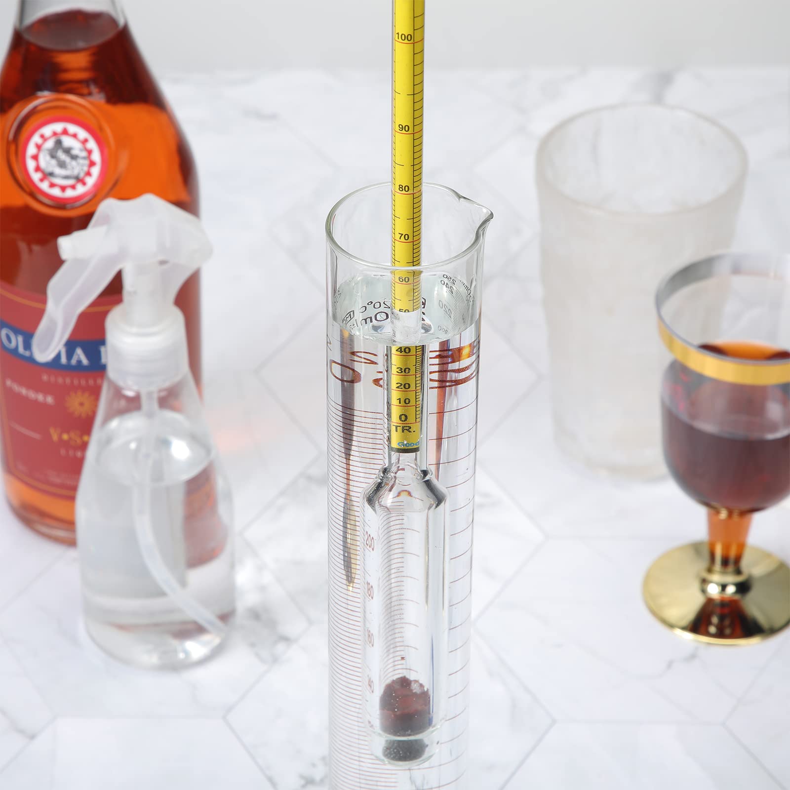 Hydrometer Alcohol 0-200 Proof and Tralle Alcohol Hydrometer for Liquor, Distilling Moonshine Alcoholmeter, for High Alcohol Proof (3 Pieces)