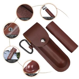 Bushcraft Gear for Survival Settlers Bushscraft Hand Auger Wrench with Flint Scotch Eye Wood Drill Peg and Manual Hole Maker Multitool with leather Case Camping brown