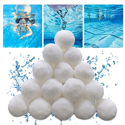 1.5 lbs Pool Filter Ball for Sand Filter Pump for Above Ground Pool, Pool Filter Media Balls Instead of Sand, Reusable Eco-Friendly Fiber Filter Media Ball (Equals 50 lbs Pool Filter Sand)