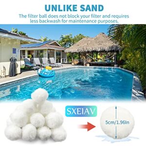 1.5 lbs Pool Filter Ball for Sand Filter Pump for Above Ground Pool, Pool Filter Media Balls Instead of Sand, Reusable Eco-Friendly Fiber Filter Media Ball (Equals 50 lbs Pool Filter Sand)