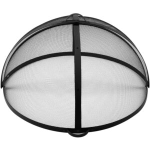 outdoor fire pit spark screen cover accessory, 36in patio round easy-opening fire mesh screen guard, heavy duty steel firepit ember lid with hinge