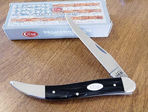 CASE XX 23674 Black Pearl Kirinite Handle Single Blade Medium Toothpick, 1010094 SS