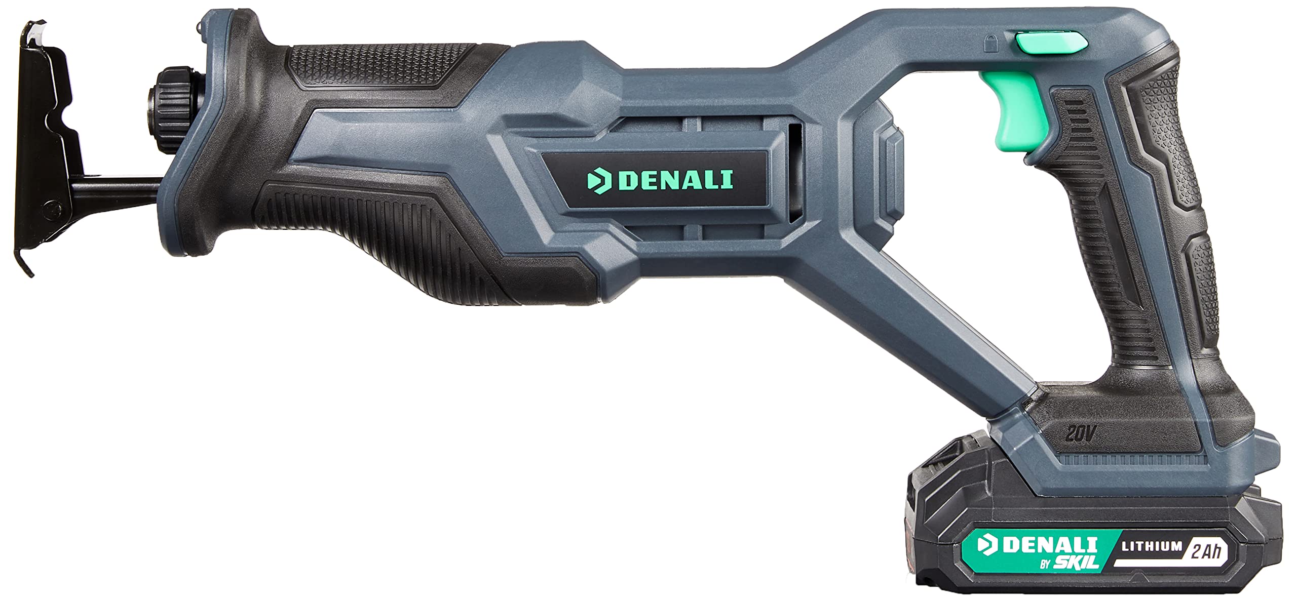 Amazon Brand - Denali by SKIL 20V Cordless Reciprocating Saw Kit with 2.0Ah Lithium Battery and 2.4A Charger, Blue