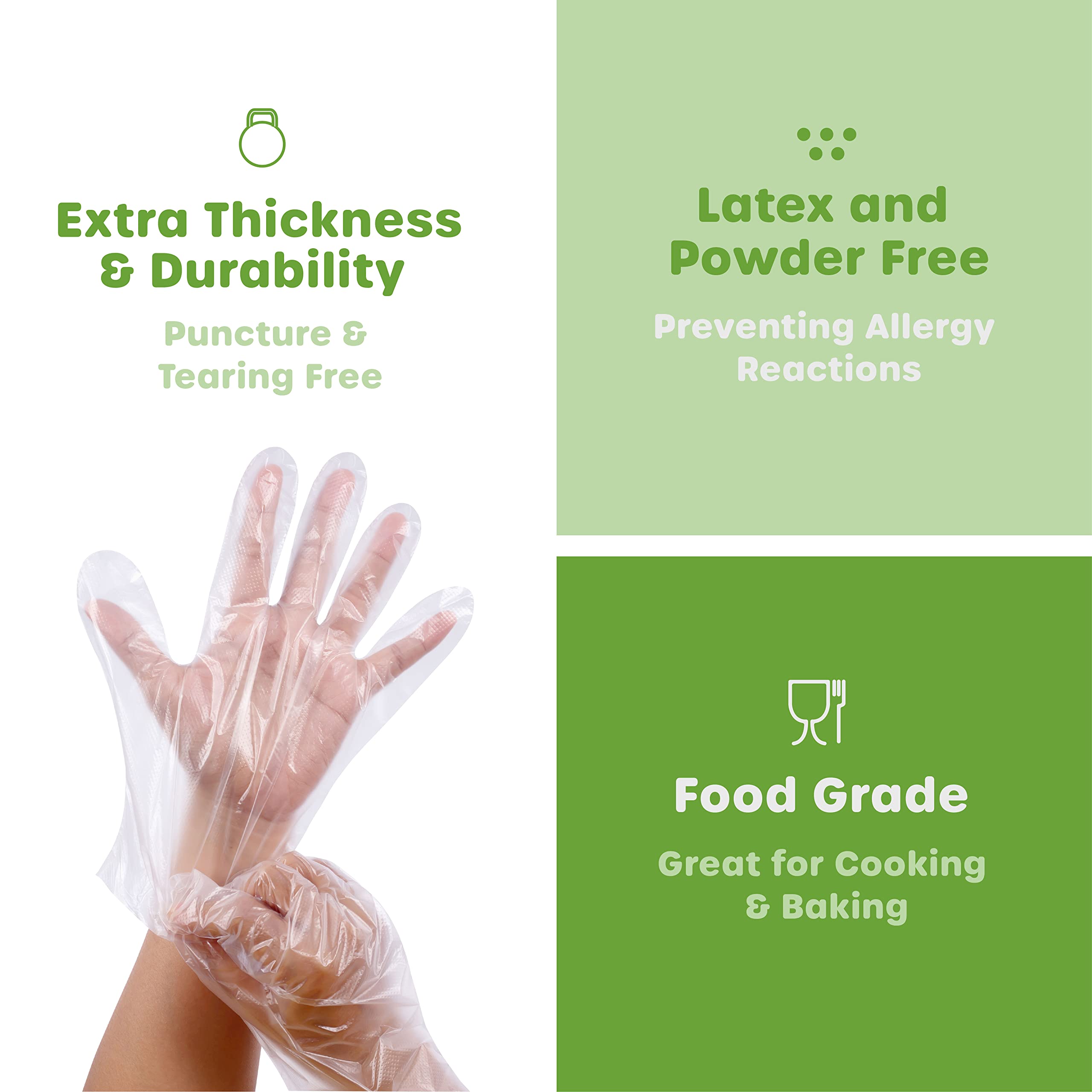 Comfy Package [100 Count] Disposable Poly Plastic Gloves for Cooking, Food Prep and Food Service | Latex & Powder Free - One Size Fits Most