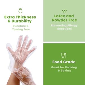 Comfy Package 500 Count Disposable Sterile Poly Plastic Gloves for Cooking, Food Prep and Food Service | Latex & Powder Free - One Size Fits Most
