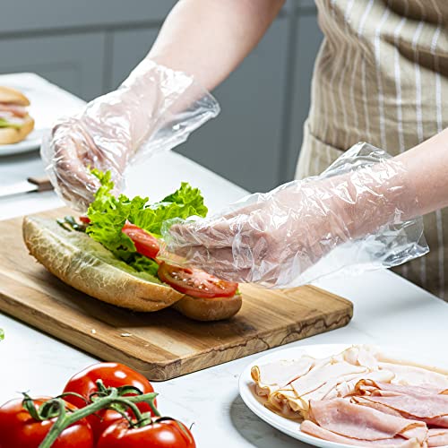 Comfy Package 500 Count Disposable Sterile Poly Plastic Gloves for Cooking, Food Prep and Food Service | Latex & Powder Free - One Size Fits Most