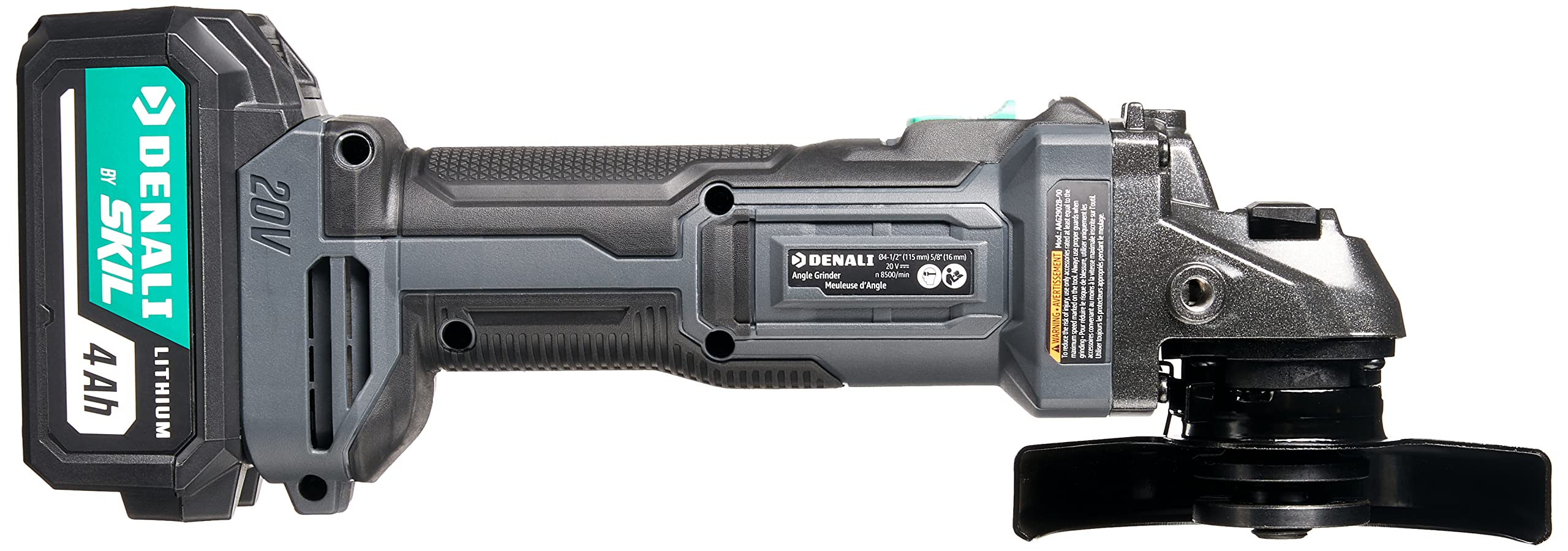 Amazon Brand - Denali by SKIL 20V Cordless Angle Grinder Kit with 4.0Ah Lithium Battery and 2.4A Charger, Blue