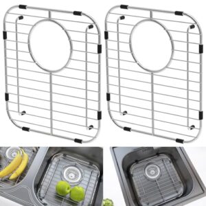 behok 2 pack sink protector grid 13" x 11-5/8", rear drain with corner radius 1-1/2", 304 stainless steel for kitchen sink bh-1311 sink grate