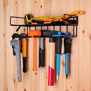 JoyPlus Heavy Duty Power Tool Drill Rack | Handheld & Power Tool Storage Organizer Wall Mounted Storage Rack Electric Drill Holder | Compact Steel Design (Drill Rack & Tool Shelf 2-in-1)