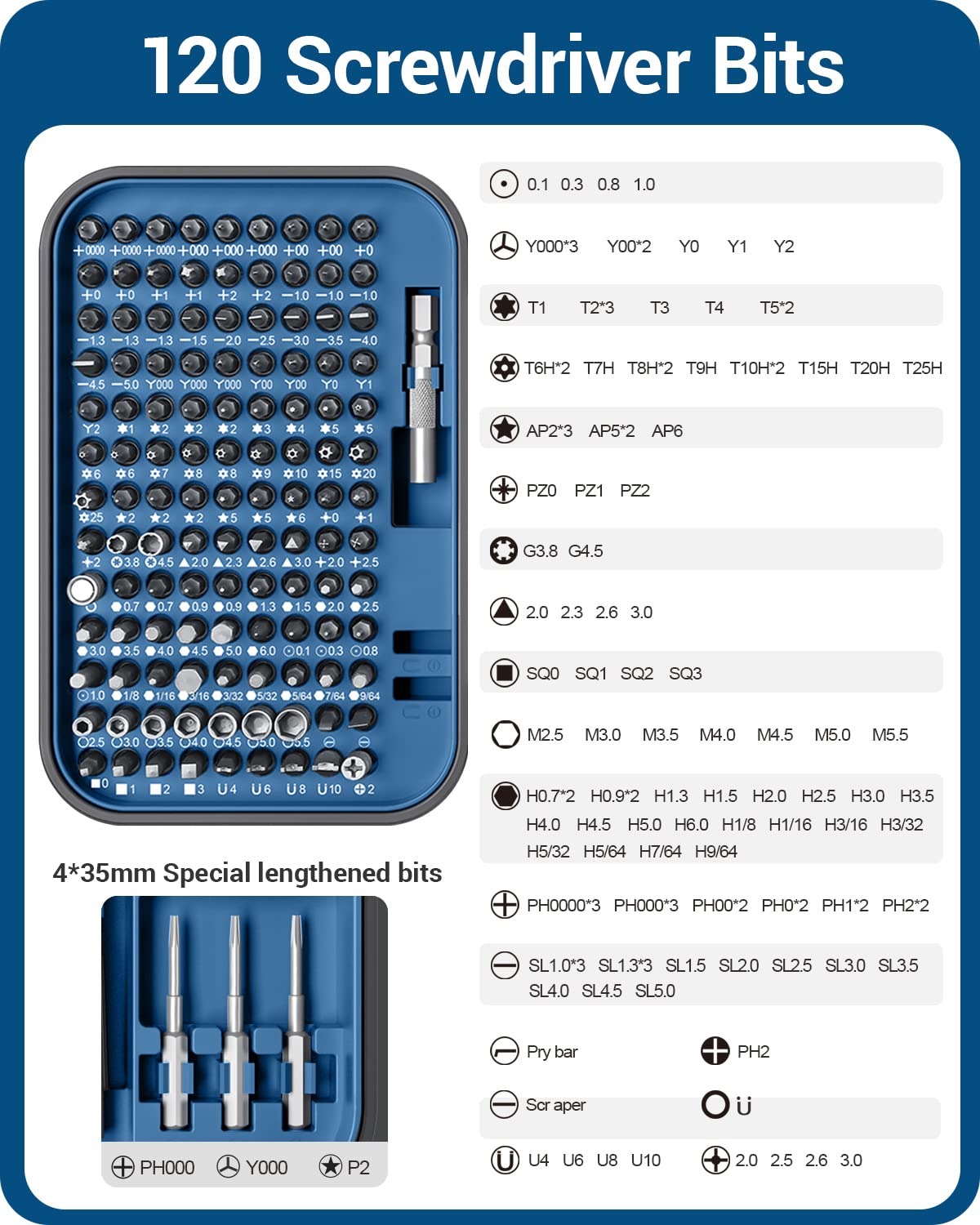 Small Screwdriver Set with 120 Bits, Kingsdun 130 in 1 Precision Magnetic Screwdriver Bit Set with Tweezer, Flat, Phillips, Pentalobe, Torx Star Screwdriver for Computer, Xbox, Phone, PC Laptop