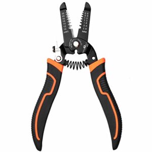 wire stripper cutter stripping cutting pliers, vanjoin 7 inch wire strippers cutter, multi-functional steel-made wire stripping cutting hand tool for 10-22 awg (wire stripper)