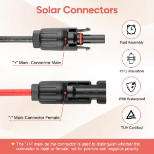 PAEKQ 10AWG Solar Panel Cable Connector Kit, Compatible with Solar Connector and Anderson Connector for RV, Goal Zero Yeti, Renogy Portable Solar Generator Power Station (1.6Ft)