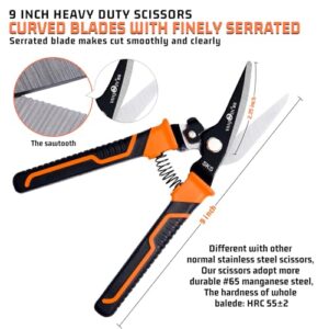 VANJOIN 9'' Scissors Heavy Duty, Carpet Cutter with SK-5 Steel Blade, Multipurpose Carpet Cutting Scissors, Scissors All Purpose for Carpet/Cardboard/Recycle