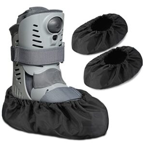 2 pieces walking boot cover recovery shoes covers non skid foot brace cover reusable boot cover waterproof cast rain cover(black,medium)