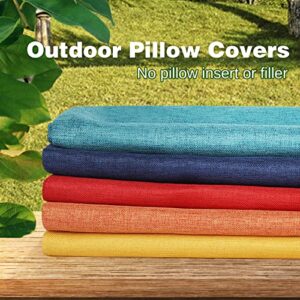 ReeQuo Pack of 2 Outdoor Throw Pillow Covers,Decorative Solid Line Waterproof Pillowcases Farmhouse Cushion Covers for Garden Patio Sofa Home Decoration 18x18 Inch Yellow