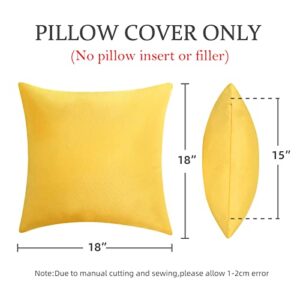 ReeQuo Pack of 2 Outdoor Throw Pillow Covers,Decorative Solid Line Waterproof Pillowcases Farmhouse Cushion Covers for Garden Patio Sofa Home Decoration 18x18 Inch Yellow