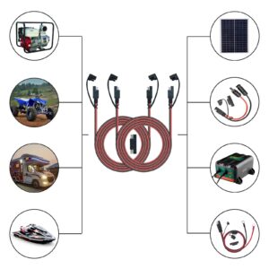 Ihurllu SAE Extension Cable, 10Feet SAE to SAE Extension Cord, 14AWG 2pin Quick Disconnect Harness Wire for Solar Panel and Battery Charging, 2PACK with One Reverse Polarity Connector
