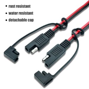 Ihurllu SAE Extension Cable, 10Feet SAE to SAE Extension Cord, 14AWG 2pin Quick Disconnect Harness Wire for Solar Panel and Battery Charging, 2PACK with One Reverse Polarity Connector