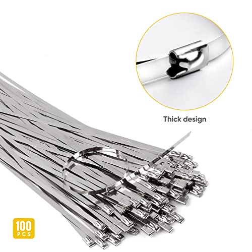 100 Pcs Stainless Steel Zip Ties Comes With Cutting Tools, Metal Cutting Shears for Cutting Stainless Steel Cable Ties -Suitable For Gardens, Farms, Chain Link Fences, Vehicles, Etc.