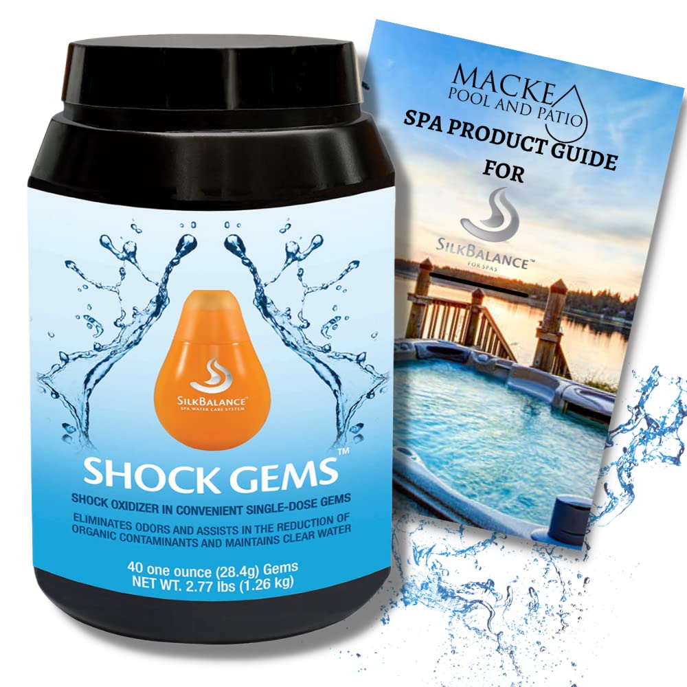 Macke Pool & Patio Silk Balance Shock Gems, Shock Oxidizer, for spas, hot tubs, Swim spas, 40 gems per Container, eliminates Odors, Reduces contaminates, silkbalance