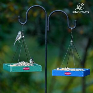Kingsyard Platform Bird Feeder for Outside, Recycled Plastic Hanging Tray Bird Feeders with Large Capacity 3.5 lbs, Premium Quality & Durable, Great for Attracting Wild Birds, Green