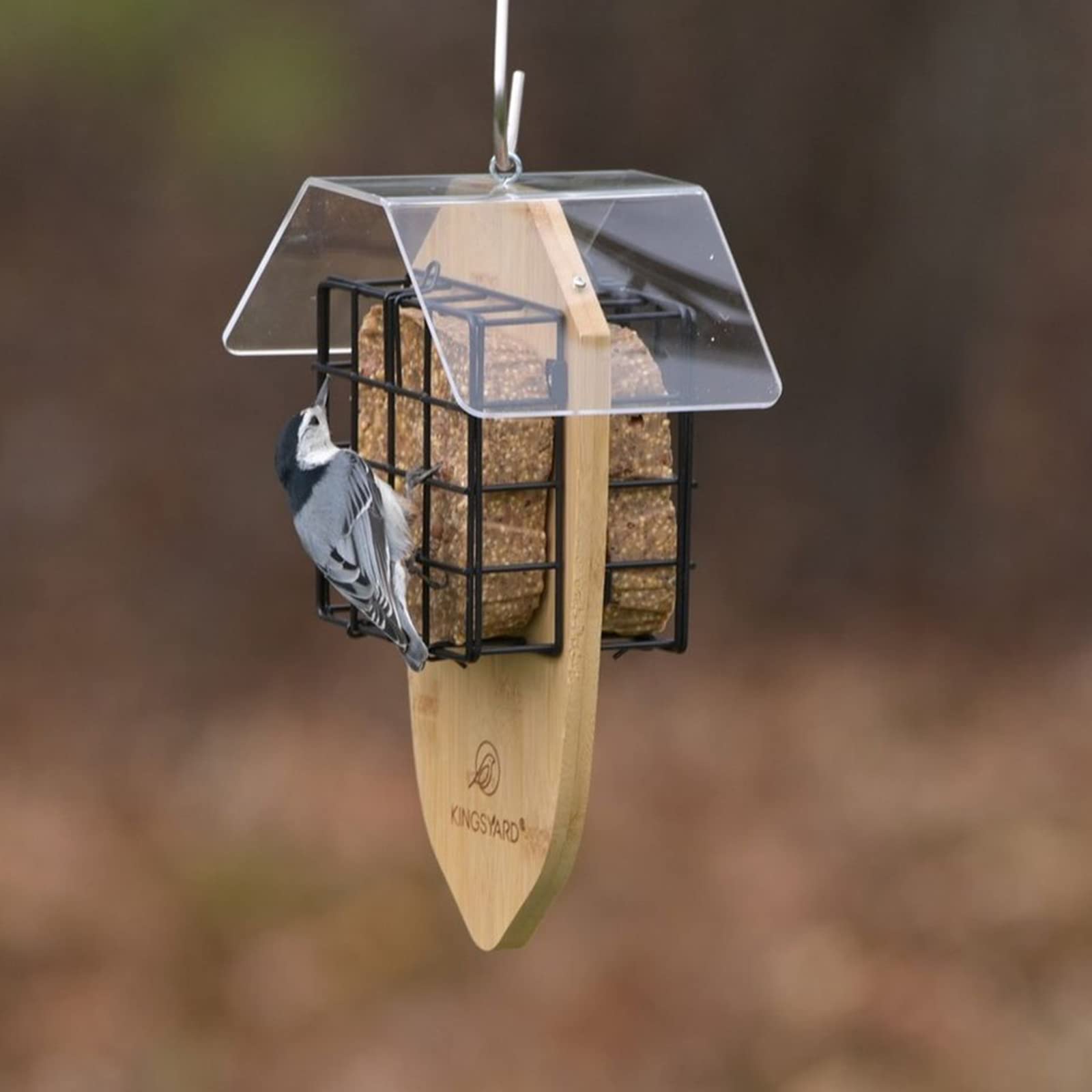 Kingsyard Double Suet Bird Feeder with Tail-Prop & Weatherproof Roof, Metal Cage Suet Feeders for Outside Hanging, Great for Woodpecker, Chickadee, Nuthatch