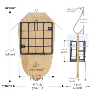 Kingsyard Double Suet Bird Feeder with Tail-Prop & Weatherproof Roof, Metal Cage Suet Feeders for Outside Hanging, Great for Woodpecker, Chickadee, Nuthatch