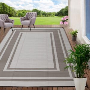 rurality outdoor rug 9x12 waterproof for patio clearance,large plastic straw mat for camping,porch,rv,reversible, light coffee