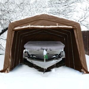 KING BIRD 10' x 15' Heavy Duty Anti-Snow Carport Car Canopy Outdoor Instant Garage with Reinforced Ground Bars