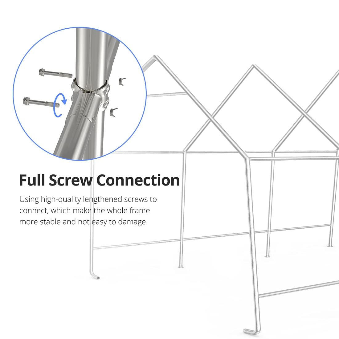 KING BIRD 10' x 15' Heavy Duty Anti-Snow Carport Car Canopy Outdoor Instant Garage with Reinforced Ground Bars