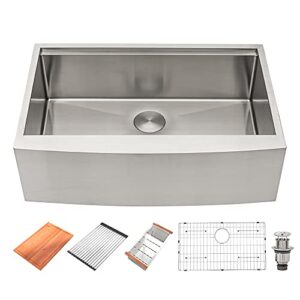 33"x22"x10" inch farmhouse kitchen sink beslend stainless steel apron front 16 gauge single ledge workstation farm sink with accessories