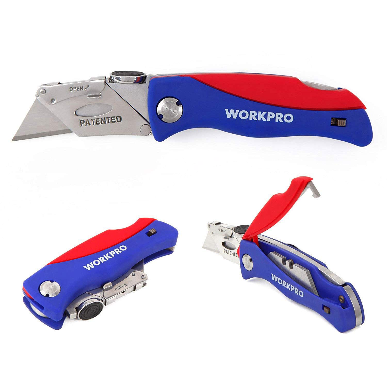 WORKPRO Folding Utility Knife & WORKPRO Folding Utility Knife, 15 Extra Blades Included